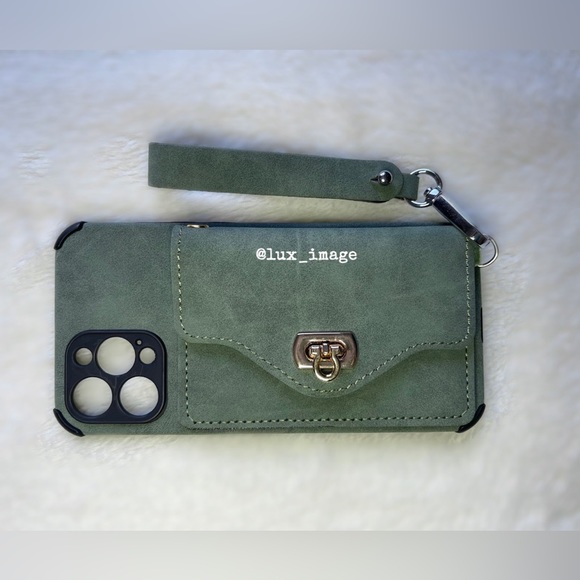 iPhone Case Crossbody Leather Cases w/ Wallet and Detachable Wristlet & Lanyard - Picture 6 of 11